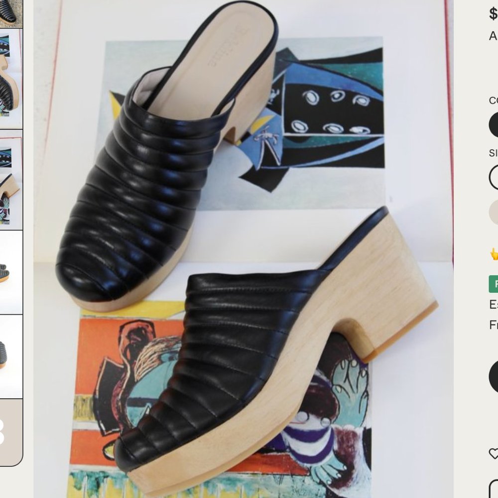 Beklina Ribbed Clog - Black, sz 6.5